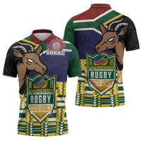 South Africa Rugby Zipper Polo Shirt Go Bokke-Amabokoboko Spirit - Wonder Print Shop