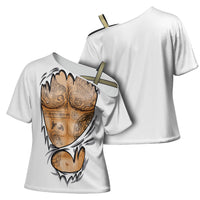 Viking Art Cross Shoulder Shirt Tattoo Reveal Effect