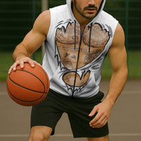 Viking Art Sleeveless Zip Hoodie Tattoo Reveal Effect