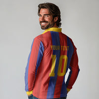 Spain 2026 Football Custom Long Sleeve Polo Shirt La Roja x Blaugrana