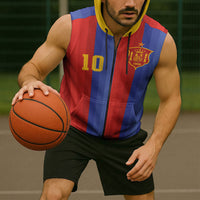 Spain 2026 Football Custom Sleeveless Zip Hoodie La Roja x Blaugrana