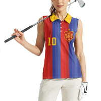 Spain 2026 Football Custom Women Sleeveless Polo Shirt La Roja x Blaugrana