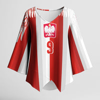 Poland Football Custom Kimono Sleeve Blouse The White-Reds Winged Sport Style