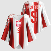 Poland Football Custom Kimono Sleeve Blouse The White-Reds Winged Sport Style