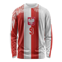 Poland Football Custom Long Sleeve Shirt The White-Reds Winged Sport Style