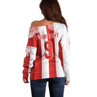Poland Football Custom Off Shoulder Sweater The White-Reds Winged Sport Style