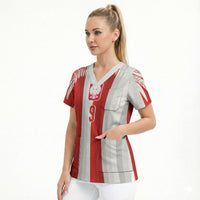Poland Football Custom Scrub Top The White-Reds Winged Sport Style