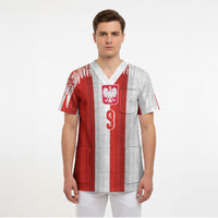 Poland Football Custom Scrub Top The White-Reds Winged Sport Style