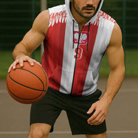 Poland Football Custom Sleeveless Zip Hoodie The White-Reds Winged Sport Style
