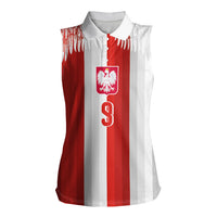 Poland Football Custom Women Sleeveless Polo Shirt The White-Reds Winged Sport Style