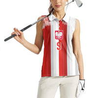 Poland Football Custom Women Sleeveless Polo Shirt The White-Reds Winged Sport Style