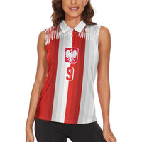 Poland Football Custom Women Sleeveless Polo Shirt The White-Reds Winged Sport Style