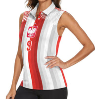 Poland Football Custom Women Sleeveless Polo Shirt The White-Reds Winged Sport Style