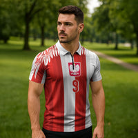 Poland Football Custom Zipper Polo Shirt The White-Reds Winged Sport Style