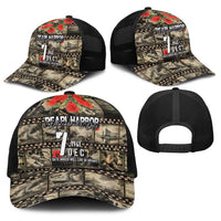 Pearl Harbor Remembrance Day Personalized Baseball Net Cap Memories of December 7 with Red Poppy Lei - Wonder Print Shop