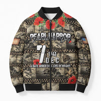 Pearl Harbor Remembrance Day Personalized Bomber Puffer Jacket Memories of December 7 with Red Poppy Lei - Wonder Print Shop