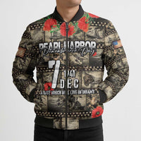 Pearl Harbor Remembrance Day Personalized Bomber Puffer Jacket Memories of December 7 with Red Poppy Lei - Wonder Print Shop