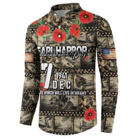 Pearl Harbor Remembrance Day Personalized Button Sweatshirt Memories of December 7 with Red Poppy Lei - Wonder Print Shop