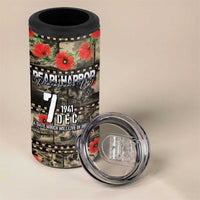 Pearl Harbor Remembrance Day Personalized 4 in 1 Can Cooler Tumbler Memories of December 7 with Red Poppy Lei - Wonder Print Shop