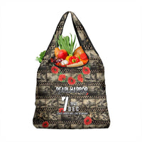 Pearl Harbor Remembrance Day Grocery Bag Memories of December 7 with Red Poppy Lei - Wonder Print Shop