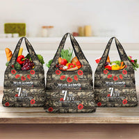 Pearl Harbor Remembrance Day Grocery Bag Memories of December 7 with Red Poppy Lei - Wonder Print Shop