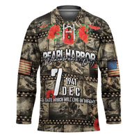 Pearl Harbor Remembrance Day Personalized Hockey Jersey Memories of December 7 with Red Poppy Lei - Wonder Print Shop