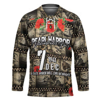 Pearl Harbor Remembrance Day Personalized Hockey Jersey Memories of December 7 with Red Poppy Lei - Wonder Print Shop