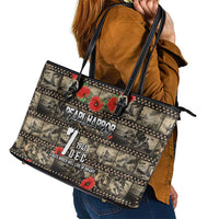 Pearl Harbor Remembrance Day Leather Tote Bag Memories of December 7 with Red Poppy Lei - Wonder Print Shop