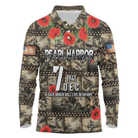 Pearl Harbor Remembrance Day Personalized Long Sleeve Polo Shirt Memories of December 7 with Red Poppy Lei - Wonder Print Shop
