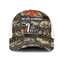 Pearl Harbor Remembrance Day Personalized Mesh Trucker Cap Memories of December 7 with Red Poppy Lei - Wonder Print Shop