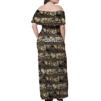 Pearl Harbor Remembrance Day Personalized Off Shoulder Maxi Dress Memories of December 7 with Red Poppy Lei - Wonder Print Shop