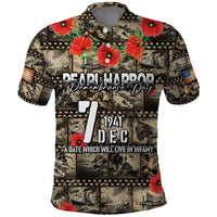 Pearl Harbor Remembrance Day Personalized Polo Shirt Memories of December 7 with Red Poppy Lei - Wonder Print Shop