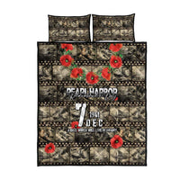 Pearl Harbor Remembrance Day Quilt Bed Set Memories of December 7 with Red Poppy Lei - Wonder Print Shop