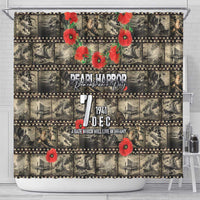 Pearl Harbor Remembrance Day Shower Curtain Memories of December 7 with Red Poppy Lei - Wonder Print Shop