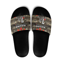 Pearl Harbor Remembrance Day Slide Sandals Memories of December 7 with Red Poppy Lei - Wonder Print Shop