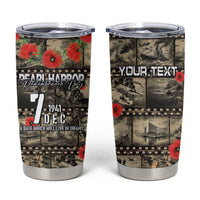 Pearl Harbor Remembrance Day Personalized Tumbler Cup Memories of December 7 with Red Poppy Lei - Wonder Print Shop