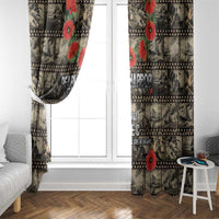 Pearl Harbor Remembrance Day Window Curtain Memories of December 7 with Red Poppy Lei - Wonder Print Shop