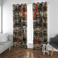 Pearl Harbor Remembrance Day Window Curtain Memories of December 7 with Red Poppy Lei - Wonder Print Shop
