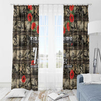 Pearl Harbor Remembrance Day Window Curtain Memories of December 7 with Red Poppy Lei - Wonder Print Shop