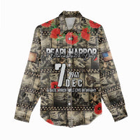 Pearl Harbor Remembrance Day Personalized Women Casual Shirt Memories of December 7 with Red Poppy Lei - Wonder Print Shop