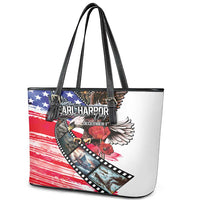 Pearl Harbor Remembrance Day Leather Tote Bag Lest We Forget - The Bald Eagle Remembers - Wonder Print Shop