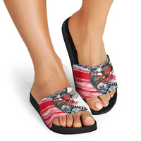 Pearl Harbor Remembrance Day Slide Sandals Lest We Forget - The Bald Eagle Remembers - Wonder Print Shop