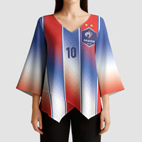 Custom France National Football Kimono Sleeve Blouse Paris Architecture-Inspired Geometry - Wonder Print Shop