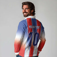 Custom France National Football Long Sleeve Polo Shirt Paris Architecture-Inspired Geometry - Wonder Print Shop