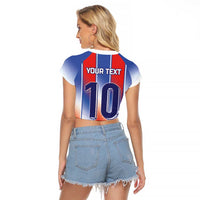 Custom France National Football Raglan Cropped T Shirt Paris Architecture-Inspired Geometry - Wonder Print Shop