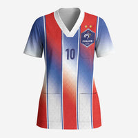 Custom France National Football Scrub Top Paris Architecture-Inspired Geometry - Wonder Print Shop