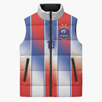 Custom France National Football Sleeveless Puffer Jacket Paris Architecture-Inspired Geometry - Wonder Print Shop