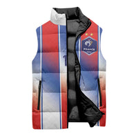 Custom France National Football Sleeveless Puffer Jacket Paris Architecture-Inspired Geometry - Wonder Print Shop