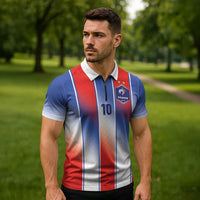 Custom France National Football Zipper Polo Shirt Paris Architecture-Inspired Geometry - Wonder Print Shop