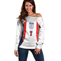 Custom England National Football Off Shoulder Sweater Retro Style-Inspired 1998 - Wonder Print Shop